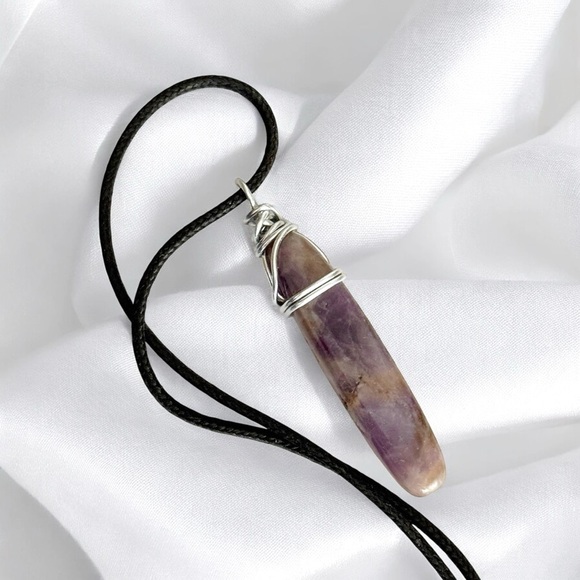 5 For $25💫Wrapped Amethyst Stone Pendant Necklace - Picture 4 of 4